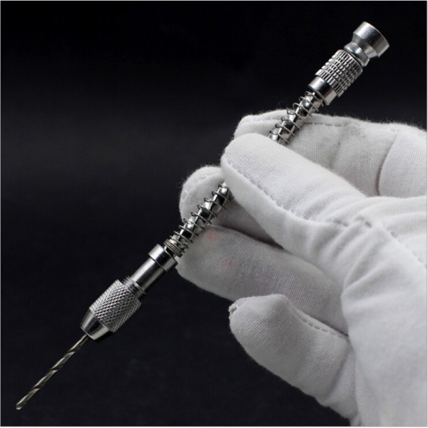 HSS Semi-automatic Mini Hand Drill Suit Micro Craft Hobby - Silver