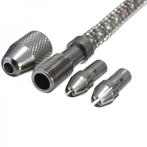 HSS Semi-automatic Mini Hand Drill Suit Micro Craft Hobby - Silver