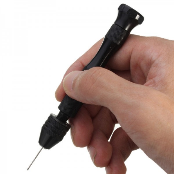 Mini Aluminum Hand Twist Drill Manual Punching Modeling Tool Black