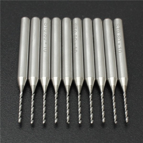 10pcs 0.3-1.2mm Tungsten Steel PCB Print Carving Drill Bit