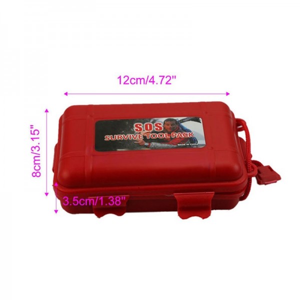 Outdoor SOS Survival Emergency Gear Kit Tool Box Red