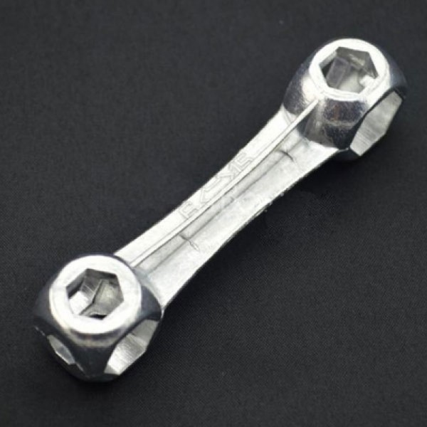 6-15mm 10 Hexagon Holes Bike Bone Shaped Spanner Wrench Repair Tool Silver