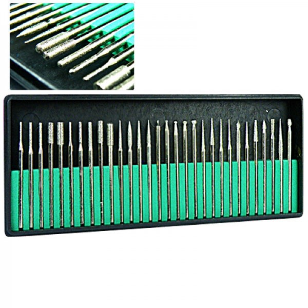 30pcs 2.35mm Diamond Coated Drill Bit Set Metal Burs Tools