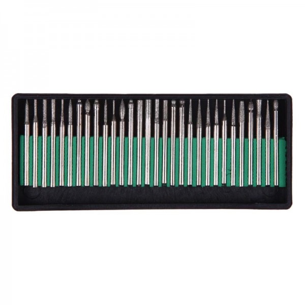 30pcs 2.35mm Diamond Coated Drill Bit Set Metal Burs Tools