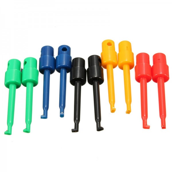 10pcs Round Large Size Single Hook Clip Test Probes Wire Hooks Random Color