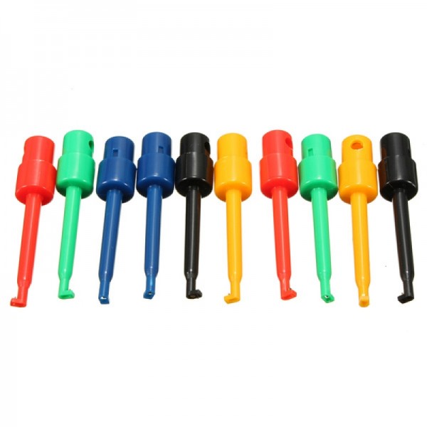 10pcs Round Large Size Single Hook Clip Test Probes Wire Hooks Random Color