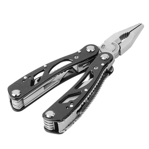 Stainless Steel Folding Multi-functional Pliers With 12pcs Screwdrivers Black