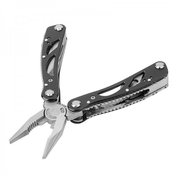 Stainless Steel Folding Multi-functional Pliers With 12pcs Screwdrivers Black