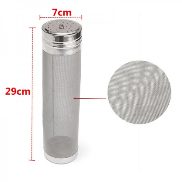 29 x 7CM Stainless Steel 300 Mesh Homebrew Beer Dry Hopper Filter Silver