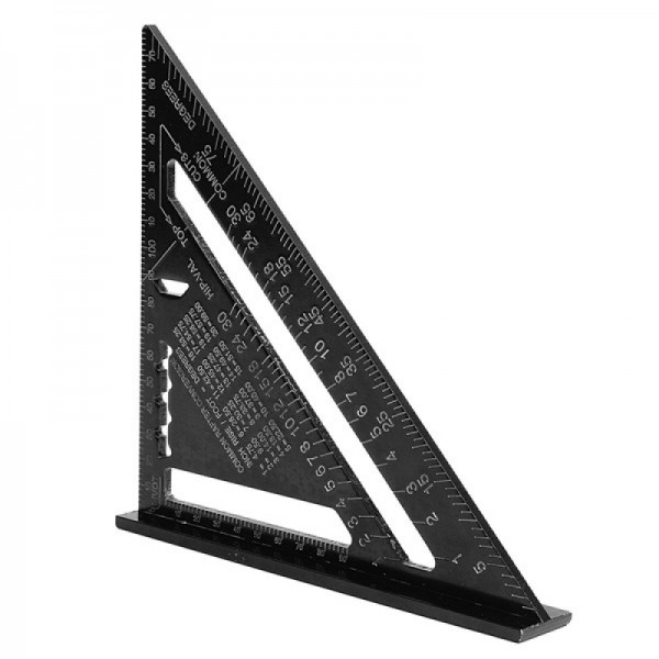 260x185x185mm Metric Aluminum Alloy Triangle Ruler Black