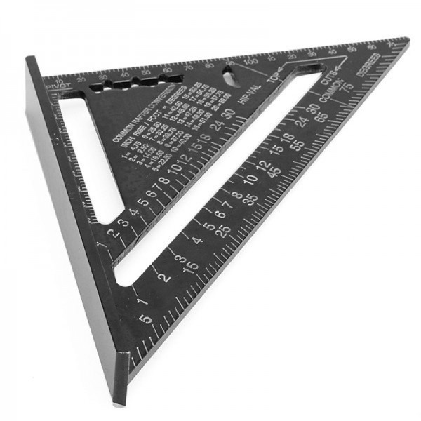 260x185x185mm Metric Aluminum Alloy Triangle Ruler Black