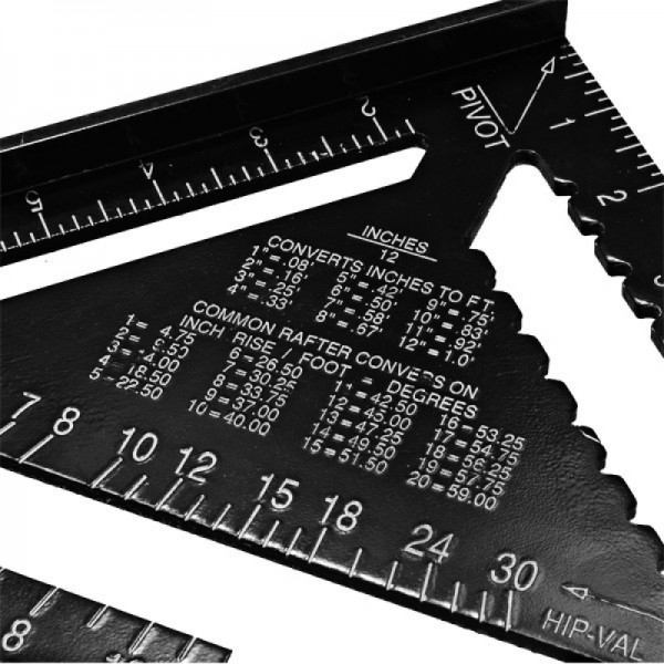 260x185x185mm Metric Aluminum Alloy Triangle Ruler Black